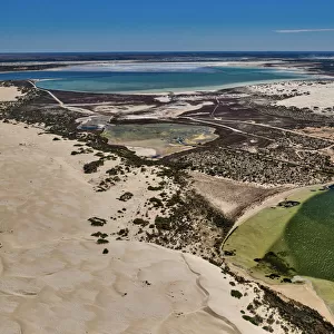 Aerial view of Sand dunes and lake at Point Sinclair - Penong, South Australia