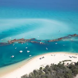 aerial view of shipwrecks