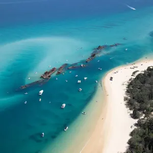 aerial view of shipwrecks