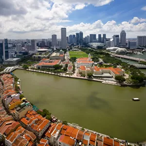 Aerial View of Singapore River, Marina Bay and Raffles Quay, Singapore