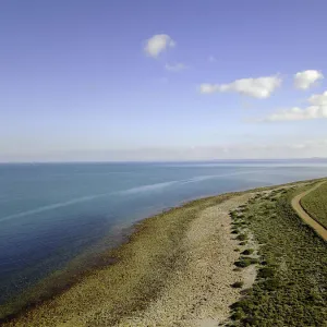 Aerial view along the South Australian coastline just south of Point Lowly where the giant cuttlefish migration happens. The dirt road visible is known as Cuttlefish Drive