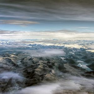 Aerial view of Sunmore mountains with glaciers