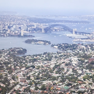 Aerial view of Sydney harbor from west