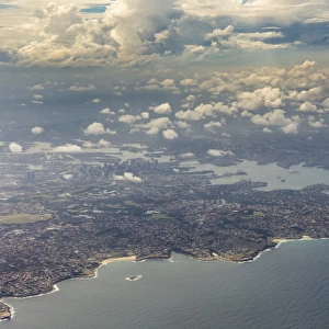 Aerial view, Sydney with the Tasman Sea, Port Jackson, Parramatta River, Sydney, New South Wales, Australia
