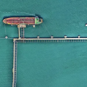 Aerial view of transportation ship. Victoria, Australia