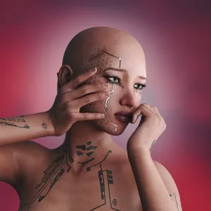 ai, ar, artificial intelligence, augmented reality, bald, close up, color image, concept ai, ar, artificial intelligence, augmented reality, bald, close up, color image, concept