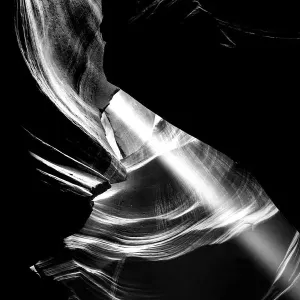 Black and White Print of Upper Antelope Canyon with Sunburst
