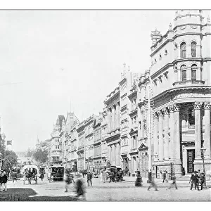 Antique photograph of Melbourne (Australia)-19th century:scene street
