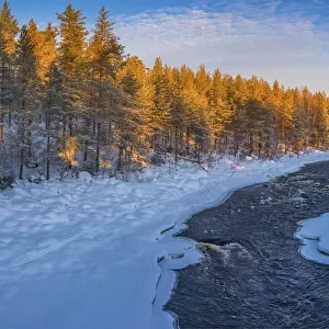 Approaching Dusk in winter at Lassbyn, Lapland, Sweden