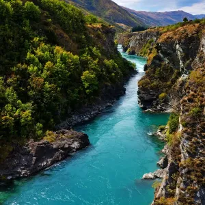 Aquamarine Kawarau River on summer afternoon outside Queenstown, New Zealand Aquamarine Kawarau River on summer afternoon outside Queenstown, New Zealand
