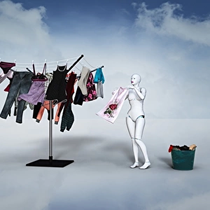 ar, augmented reality, chore, clothes horse, clothesline, clothing, color image, computer graphic