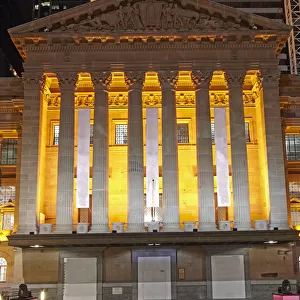 Architectural detail of Brisbanes City Hall at Night
