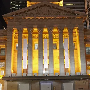 Architectural detail of Brisbanes City Hall at Night