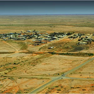 Areial view of the small settlement of Maree, outback South Australia