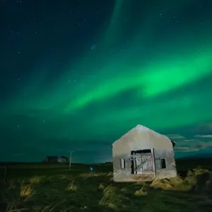 Aurora and abandoned house Aurora and abandoned house