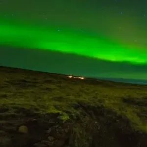 Aurora Borealis Print over Hvitserkur Rock