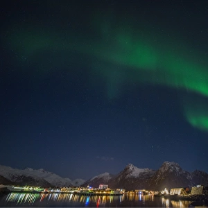 Aurora Borealis or Northern Lights in the Lofoten Peninsular, Arctic circle, Norway