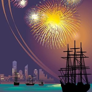 Australia Day Firework Illustration