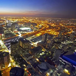 Australia, Melbourne, cityscape, view form Rialto Tower, sunset