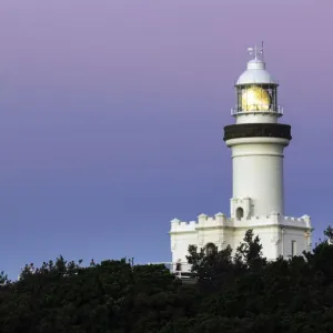 Australia, New South Wales, Cape Byron, Lighthouse against evening sky