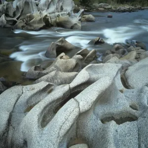 Australia, New South Wales, eroded granite rock in Snowy River
