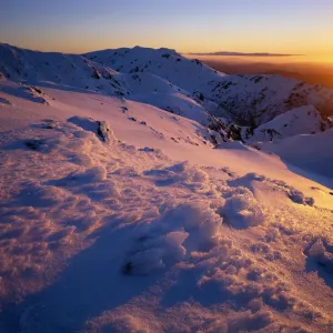 Australia, New South Wales, Kosciuszko National Park, winter sunset