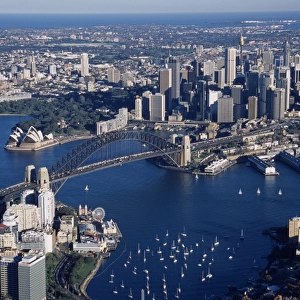 Australia, New South Wales, Sydney, Harbour Bridge, aerial view