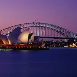 Australia, New South Wales, Sydney harbor, night Australia, New South Wales, Sydney harbor, night