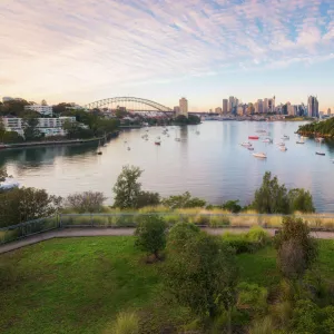 Australia Sydney Central Business District landmarks around Sydney Harbour view from Waverton