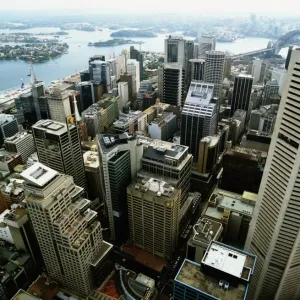 Australia, Sydney, downtown buildings, aerial view Australia, Sydney, downtown buildings, aerial view