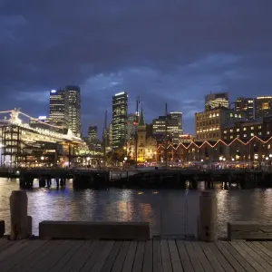 Australia, Sydney, Sydney Harbour, The Rocks, view from jetty, night Australia, Sydney, Sydney Harbour, The Rocks, view from jetty, night