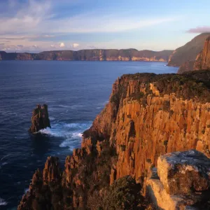 Australia, Tasmania, Cape Huay and diabase cliffs at sunrise Australia, Tasmania, Cape Huay and diabase cliffs at sunrise