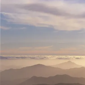 Australia, Tasmania, Southwest National Park, mountains at sunset