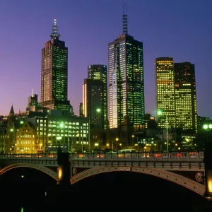 Swanston Street Bridge Print at Dusk, Melbourne