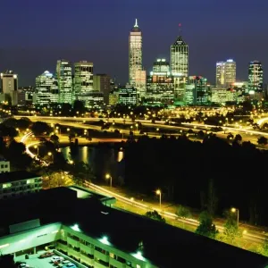 Australia, Western Australia, Perth, cityscape and skyline at night