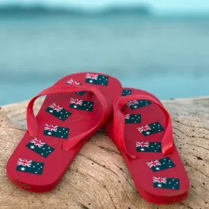 Australian Flag Thongs at Beach Australian Flag Thongs at Beach