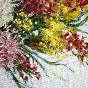 Australian Native Flowers Print - Close-up Oil Painting on Canvas Australian Native Flowers Print - Close-up Oil Painting on Canvas