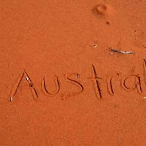 Australian written in red desert sand