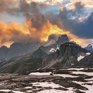 Awesome setting sun in Dolomite range - Italy