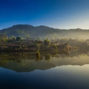 Ban Rak Thai village morning light Ban Rak Thai village morning light