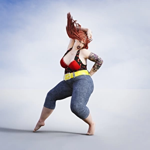 barefoot, carefree, color image, concept, confident, copy space, dancing, day, digital composite