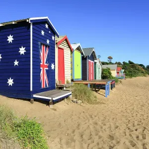Bathing huts on Mills Beach. Mornington. Victoria. Australia