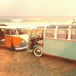 Vans on a Calm Beach Print