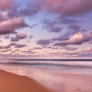 Empty beach pastel sunset