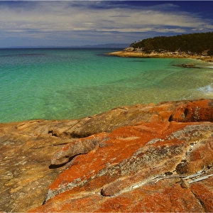 Beautiful aqua coloured water on the east coast of the Freycinet Peninsular, Tasmania