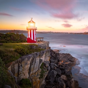 The beautiful red and white Hornby Lighthouse on South Head, NSW Australia