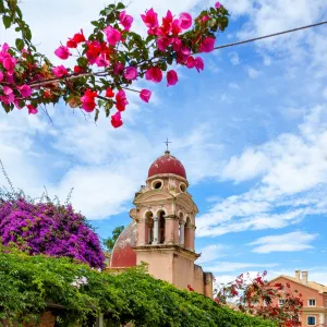 Bell Tower of Tenedos Church Along Dionisiou Solomou, Corfu, Greece