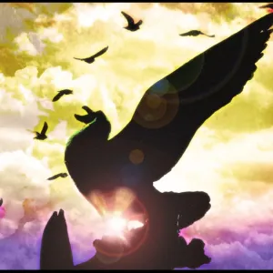 Bird Statue with Cloud Background