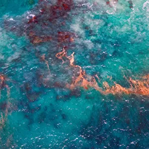 Bizarre ocean textures shot by drone, Kalbarri, Western Australia