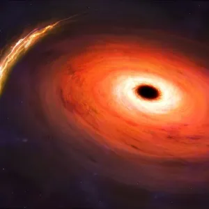 Black hole destroying star, illustration